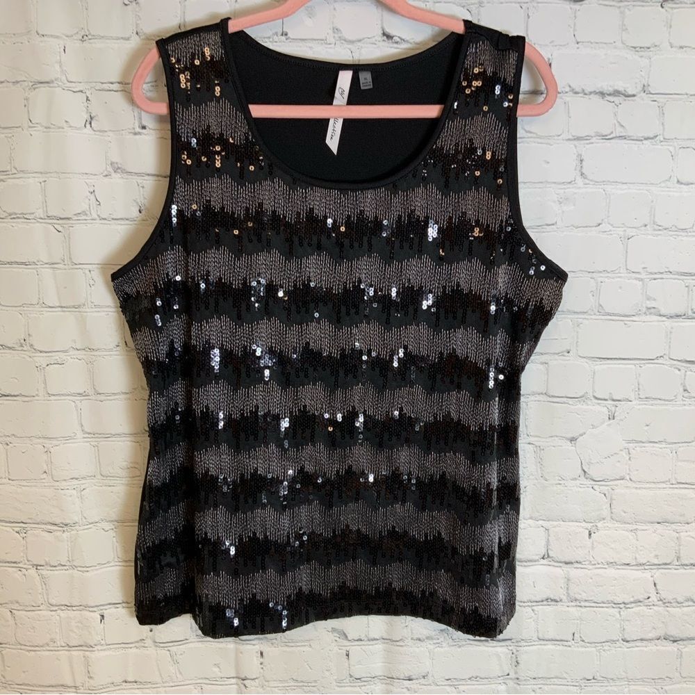 NY Collection Sequin and Silver Threading Tank Size XL